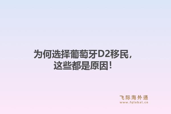 为何选择葡萄牙D2移民，这些都是原因！
