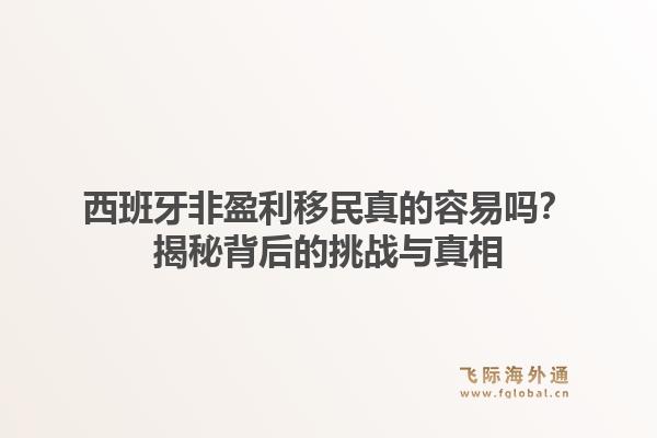 西班牙非盈利移民真的容易吗？揭秘背后的挑战与真相