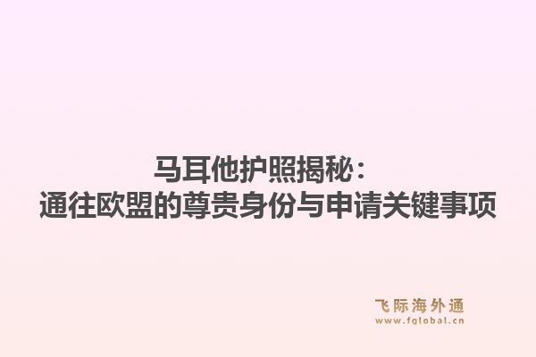 马耳他护照揭秘：通往欧盟的尊贵身份与申请关键事项