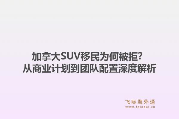 加拿大SUV移民为何被拒？从商业计划到团队配置深度解析