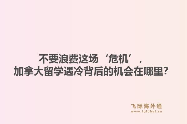 不要浪费这场‘危机’,加拿大留学遇冷背后的机会在哪里?