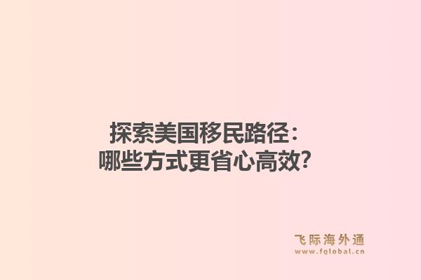 探索美国移民路径:哪些方式更省心高效?