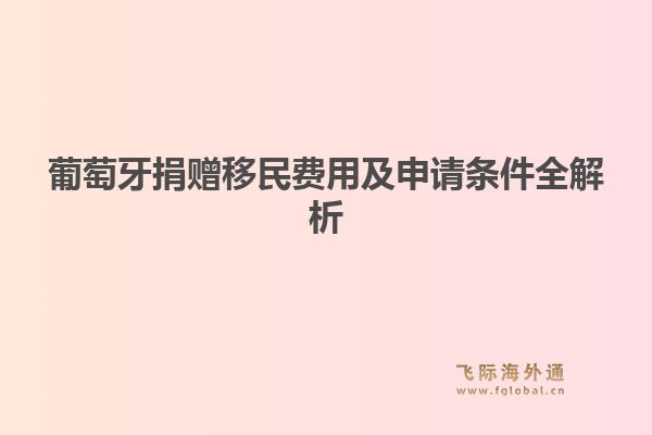 葡萄牙捐赠移民费用及申请条件全解析