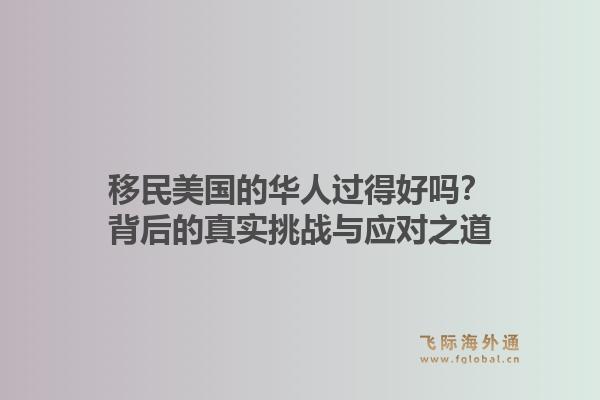移民美国的华人过得好吗?背后的真实挑战与应对之道