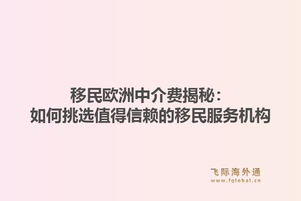 移民欧洲中介费揭秘：如何挑选值得信赖的移民服务机构