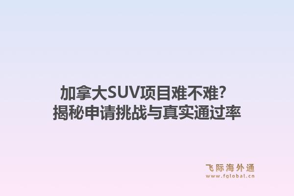 加拿大SUV项目难不难？揭秘申请挑战与真实通过率