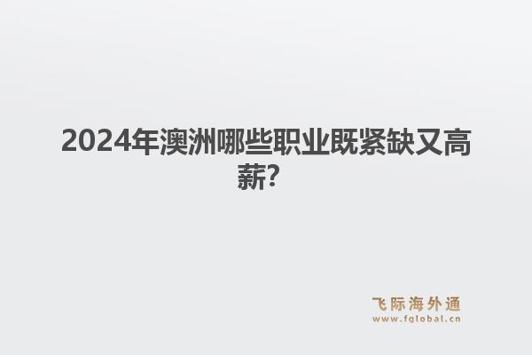 2024年澳洲哪些职业既紧缺又高薪？