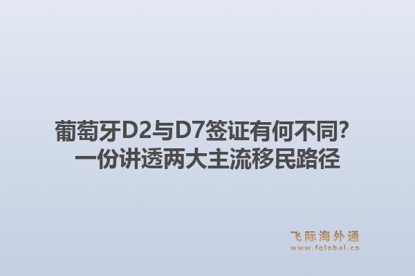 葡萄牙D2与D7签证有何不同？一份讲透两大主流移民路径