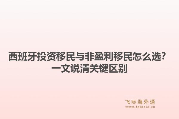 西班牙投资移民与非盈利移民怎么选？一文说清关键区别