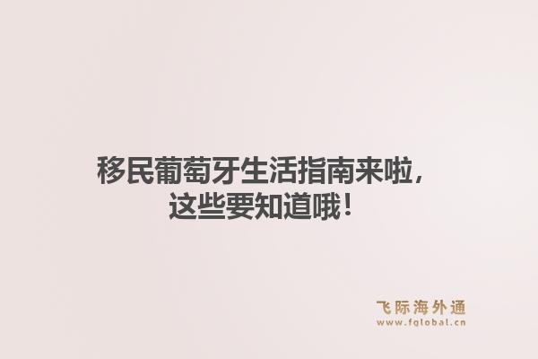 移民葡萄牙生活指南来啦，这些要知道哦！