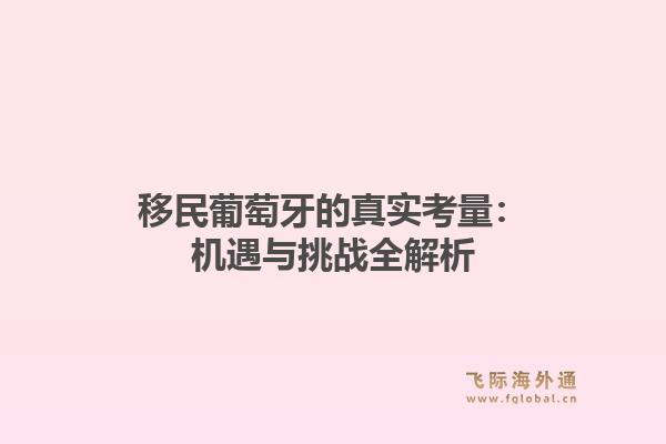 移民葡萄牙的真实考量：机遇与挑战全解析