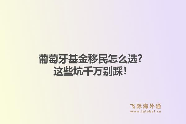 葡萄牙基金移民怎么选？这些坑千万别踩！