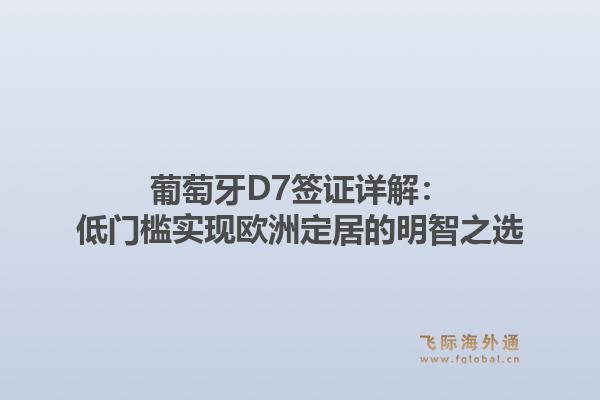 葡萄牙D7签证详解：低门槛实现欧洲定居的明智之选