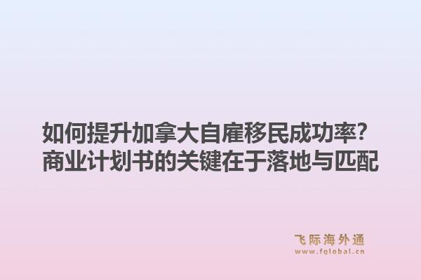 如何提升加拿大自雇移民成功率？商业计划书的关键在于落地与匹配