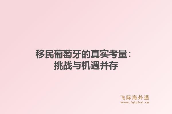 移民葡萄牙的真实考量：挑战与机遇并存