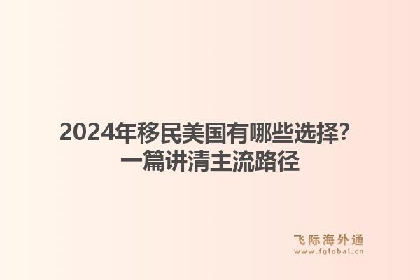 2024年移民美国有哪些选择？一篇讲清主流路径