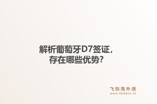 解析葡萄牙D7签证，存在哪些优势？