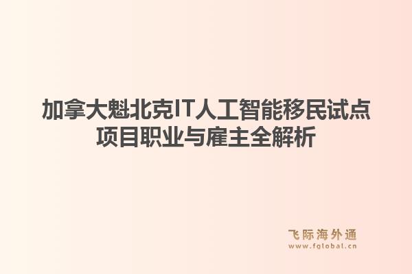 加拿大魁北克IT人工智能移民试点项目职业与雇主全解析