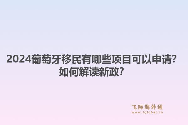 2024葡萄牙移民有哪些项目可以申请？如何解读新政？