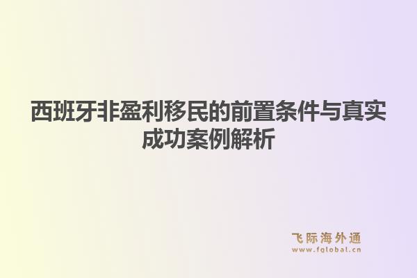 西班牙非盈利移民的前置条件与真实成功案例解析