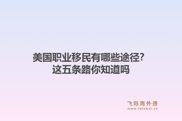 美国职业移民有哪些途径？这五条路你知道吗