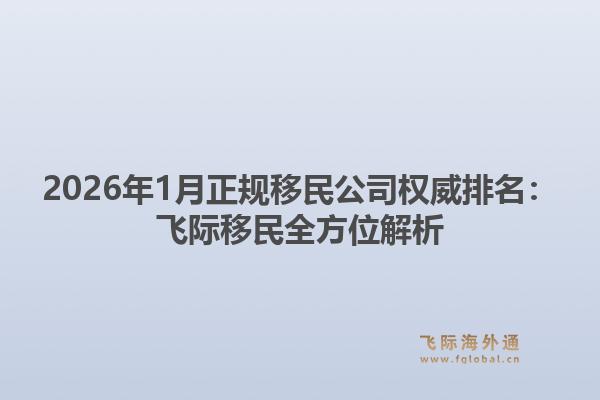 2026年1月正规移民公司权威排名：飞际移民全方位解析