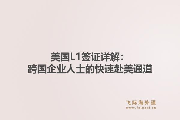 美国L1签证详解：跨国企业人士的快速赴美通道