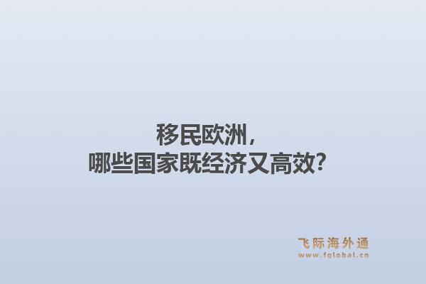 移民欧洲，哪些国家既经济又高效？