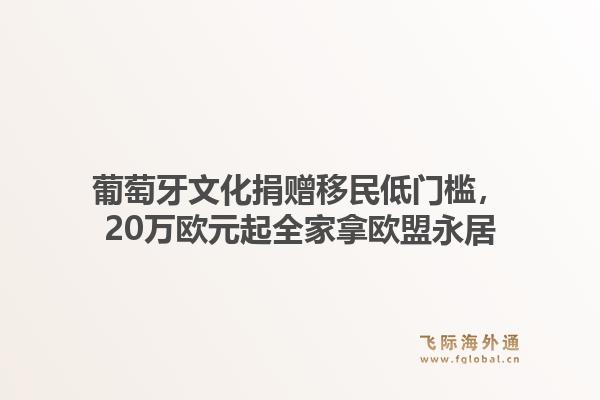 葡萄牙文化捐赠移民低门槛，20万欧元起全家拿欧盟永居
