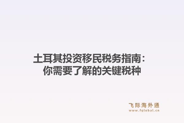 土耳其投资移民税务指南：你需要了解的关键税种