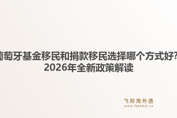 葡萄牙基金移民和捐款移民选择哪个方式好？2026年全新政策解读